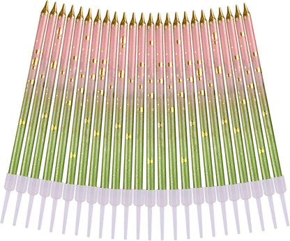 Pink Gold Long Thin Birthday Candles, Cake Candles, Birthday Parties, Wedding Decorations, Party Candles