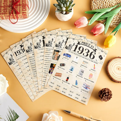 70Pcs 70th Birthday Party Games Born In 1956 Fun 1956 Trivia Music Slang Books Game Double-Sided Game Cards Vintage 70th Birthday Party Supplies for 70 Year Old Activity Anniversary Class Reunion
