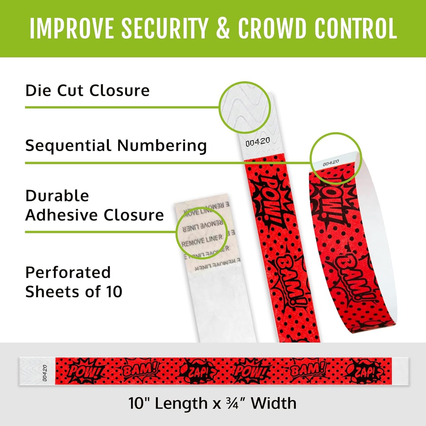 500 WristCo Swimming Pool Tyvek Wristbands for Events – Security Cuts & Tamper-Proof Design to Prevent Reuse – Premium-Grade Bracelets for Hospital & Medical ID, Party & VIP Identification