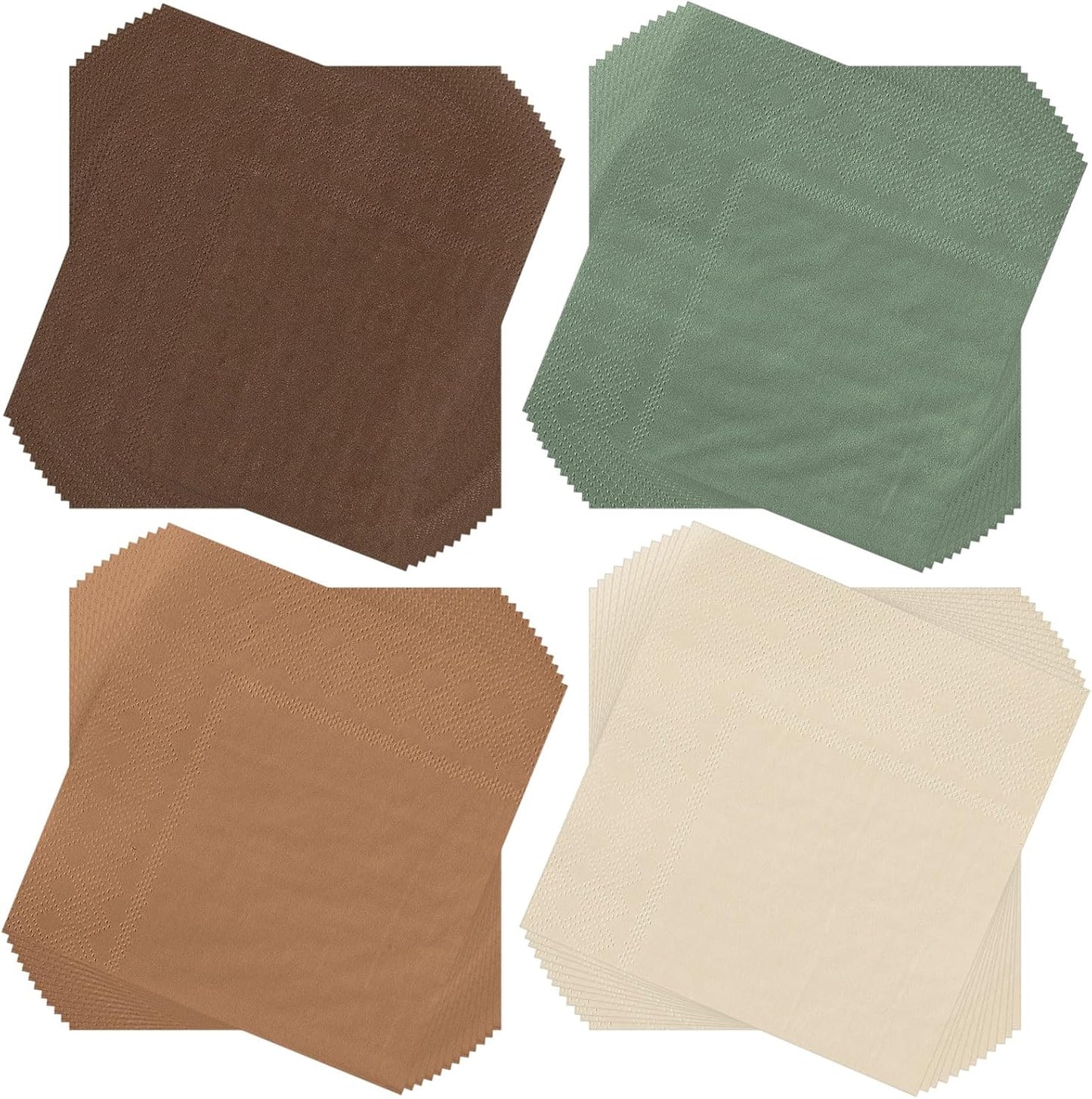 Layhit 100 Pcs Cocktail Napkins Disposable Beverage Napkins Square Paper Dessert Tissue for Wedding Birthday Celebration Party Supplies(Brown Series,5 x 5 Inch)