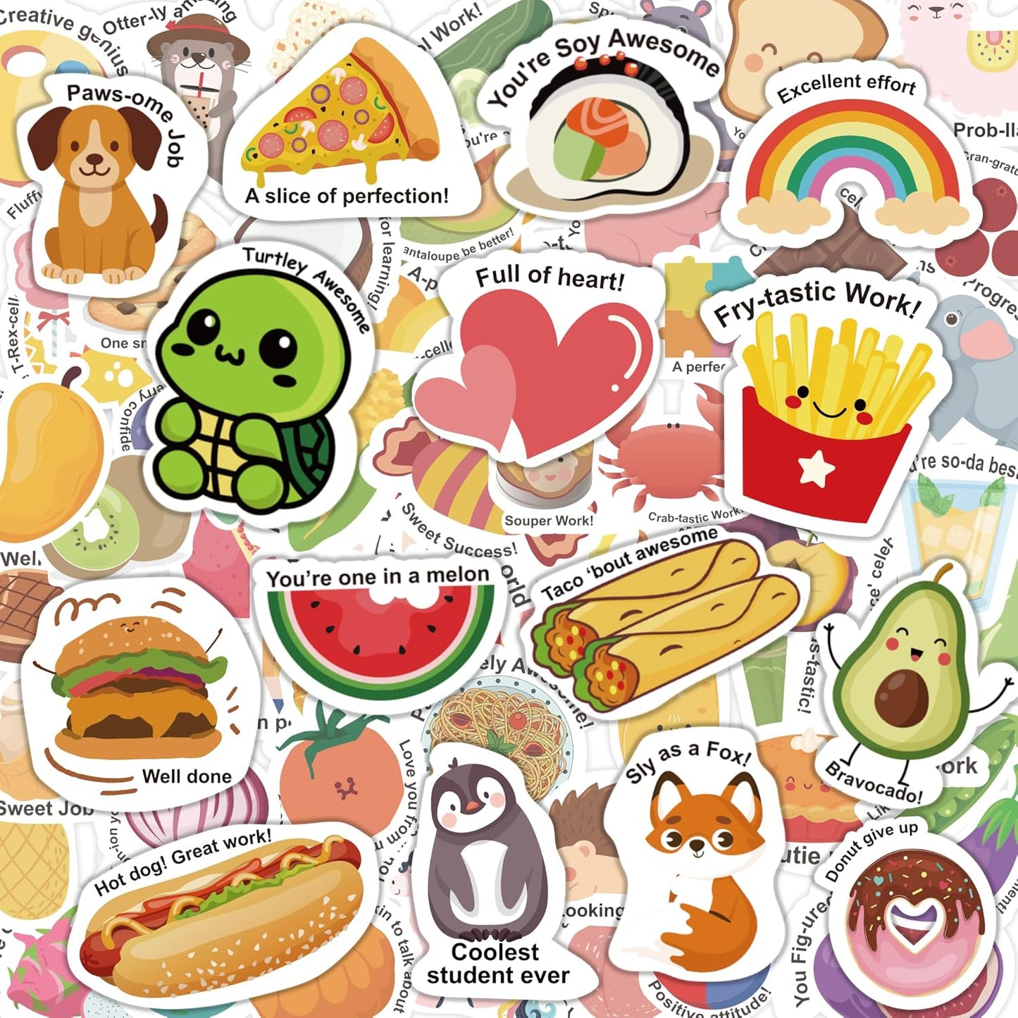 OHOME 100 PCS Water Bottle Stickers for Kids,Cute Animal Aesthetic Sticker Pack - Waterproof Vinyl Kawaii Stickers for Girls Boy Classroom Prizes,Party Favors for Scrapbook, Laptops, Journal,Birthday