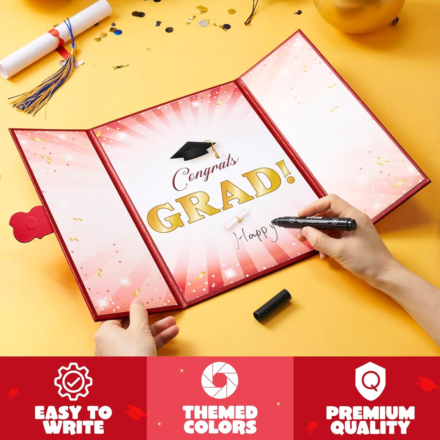 JOYIN 2026 Graduation Guest book Alternative, 12" Blue & Gold Graduation Party Decorations Signature Congrats, Class of 2026 Grad Card for High School College Grad Gift, Party Guest Signing Cardboard