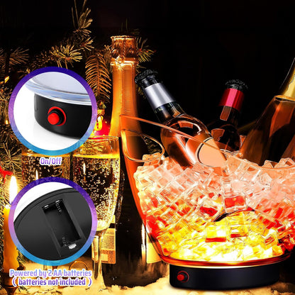 Umigy 4 Pcs LED Ice Buckets 2l Clear Plastic Beer Buckets with LED Light RGB Colors Changing Cooler Ice Container with Stand for Party Home Bar Ktv Clubs