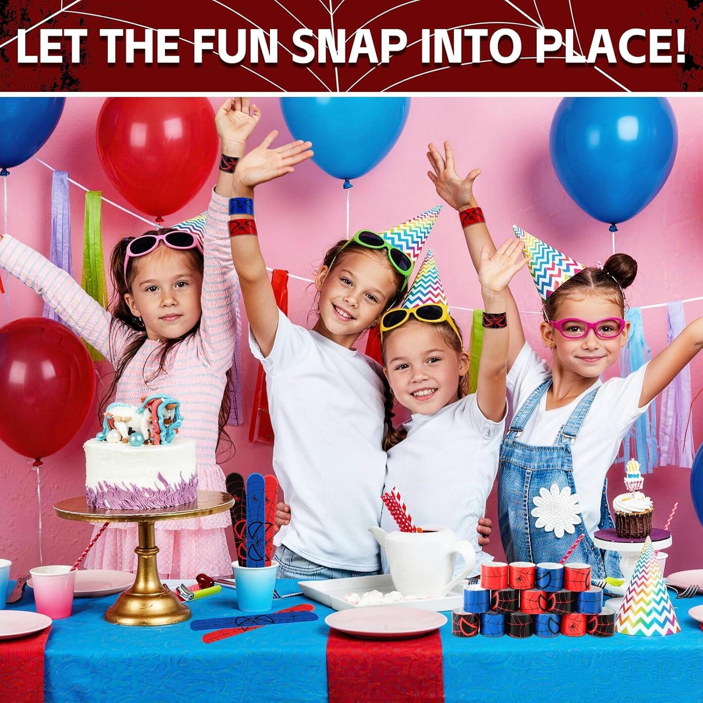 Cartoon Animation Slap Wristband, 24 Pack - Birthday Party Supplies, Cartoon Theme Bracelets Goodie Bag Fillers for Birthday & Theme Parties