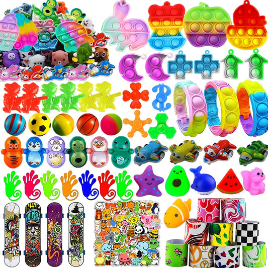 128 Pcs Party Favors, Prize Box Toys for Kids Classroom, Treasure Chest, Pinata Fillers, Goodie Bags Stuffers Bulk, Fidget Toys Set