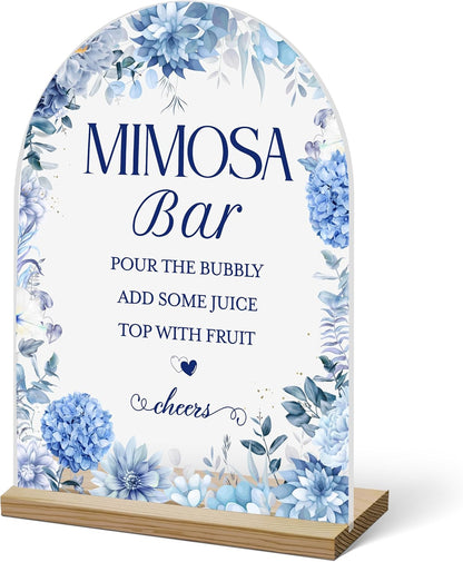 Acrylic Arch Mimosa Bar Sign, Pink Bow Champagne Acrylic Mimosa Bar With Base Supplies For Baby Shower Bridal Shower, Birthday, Bachelorette Engagement Party, Welcome Sign For Table Party -A14