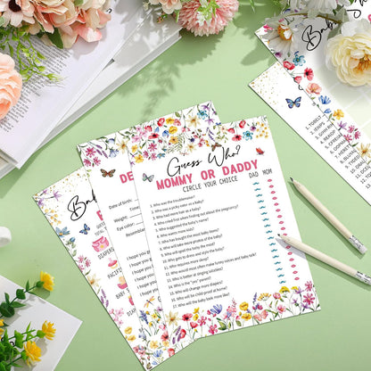 Yinder 145 Pcs Baby Shower Games Activities Cards with 20 Pencils Includes Baby Bingo Description and Wishes Guess Who Price is Right Word Scramble Game(Here Comes the Son)
