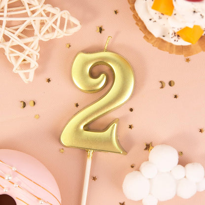 PHD CAKE 2.76 Inch Elegant Gold 1 Number Birthday Candles, Gold Number Candles, Cake Number Candles, Party Celebration