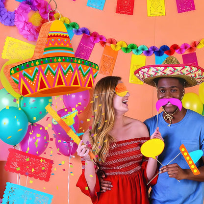 Hooqict Mexican Pinata with Blindfold and Bat Stick Party Pinata for Fiesta Carnival Cinco de Mayo Decorations Kids Adults Mexican Party Games Birthday Party Supplies