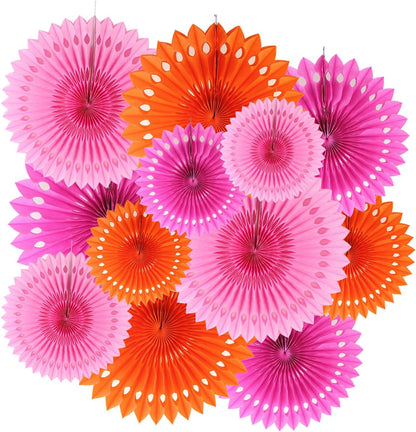 ZOOYOO Hanging Paper Fans Party Decorations,12 Pcs Pastel Rainbow Honeycomb Round Fans,Ceiling Decor for Easter,Wedding,Birthday,Summer Day Party Backdrop