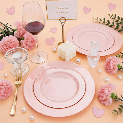 FLOWERCAT 60PCS White Plastic Plates - Heavy Duty White Disposable Plates for Mother's Day/Birthday Party/Wedding -serve for 30 guests Include 30PCS 10.25" & 30PCS 7.5" Plates for Party