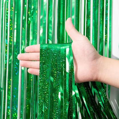 Voircoloria 3 Pack 3.3x8.2 Feet Gold Foil Fringe Backdrop Curtains, Tinsel Streamers, Fringe Backdrop for 2025 New Years Eve, Graduation, Birthday, Baby Shower, Gender Reveal, Disco Party - Colors A