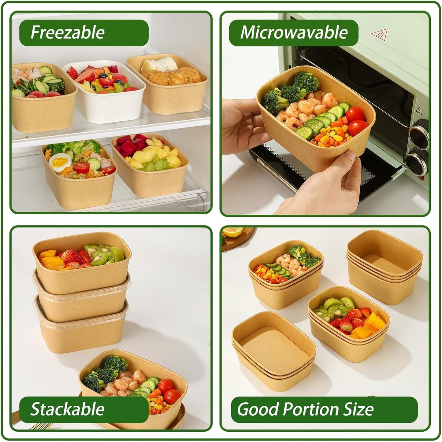 50-Pack 29oz Disposable Kraft Paper Bowls【with Lids and Forks】,Meal Prep Containers Disposable Togo Food Deli Containers for Restaurant Supplies Take Out Containers, Microwave Safe for Hot/Cold Food