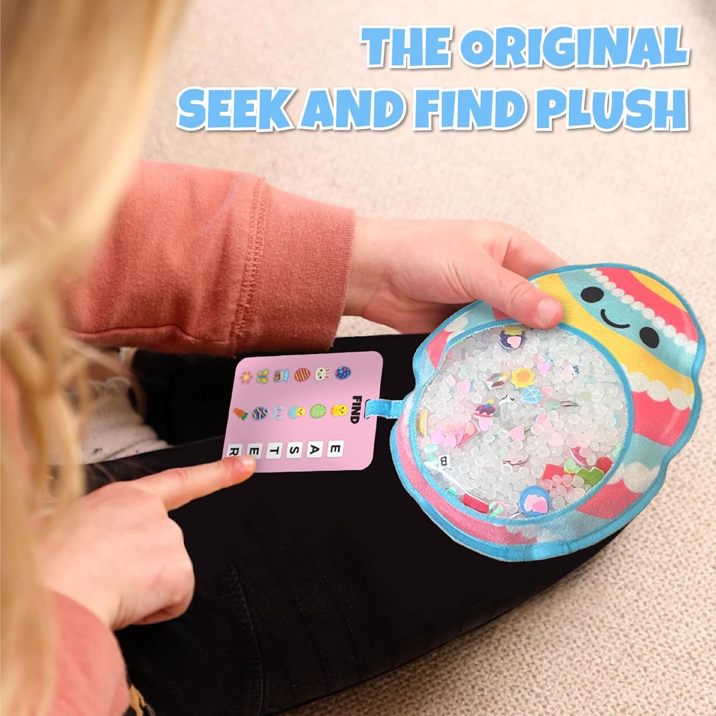Vango BIZYBOO Easter Egg Busy Bag Scavenger Hunt - Hidden Object Search Sensory Matching Game for Kids 2 and Up (Blue)