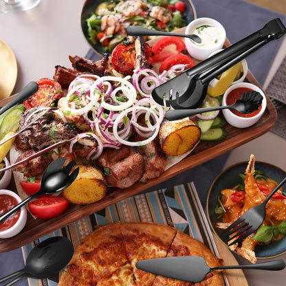 Stainless Steel Serving Utensil Set 10-Piece Buffet Flatware Catering Silverware with Bread Tong,Cake Spatula,Serving Ladles,Salad Fork,Cheese Knife,Large Spoon for Parties Buffet
