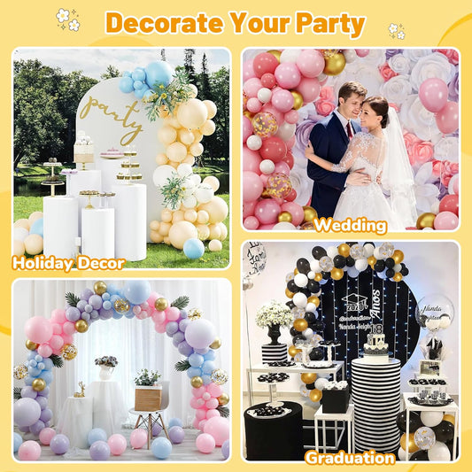 PartyHop 26Pcs Balloon Arch Garland Tool kit, 2 Pack Garland Strips& 2 Pack Balloon Glue Point Dots Stickers& 2 Balloons Tie Tools& 20 Balloon Clips for Party Wedding Birthday Decoration Strip Kits