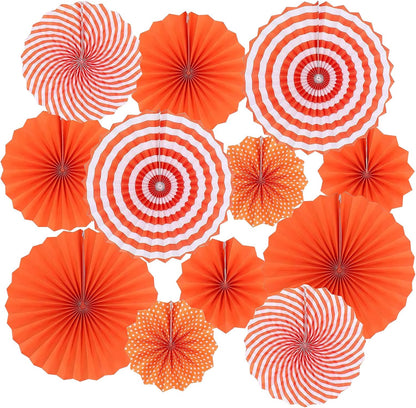 LRCXL 12PCS Party Hanging Paper Fans Set, Fiesta Round Pattern Paper Garlands Decoration Party Supplies for New Year Baby Shower Birthday Wedding Graduation Events Accessories(Yellow)