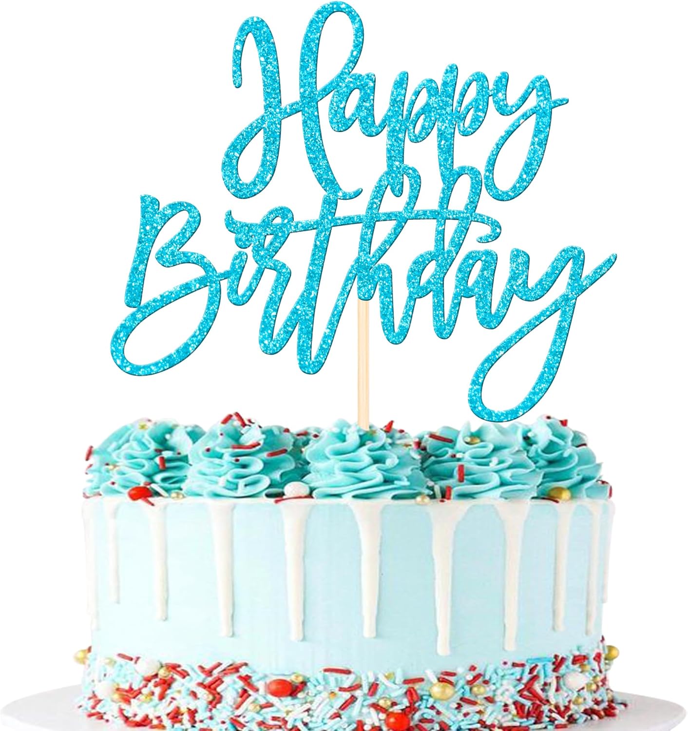 ZHUOWEISM 1 PCS Gold Happy Birthday & Anniversary Cake Topper