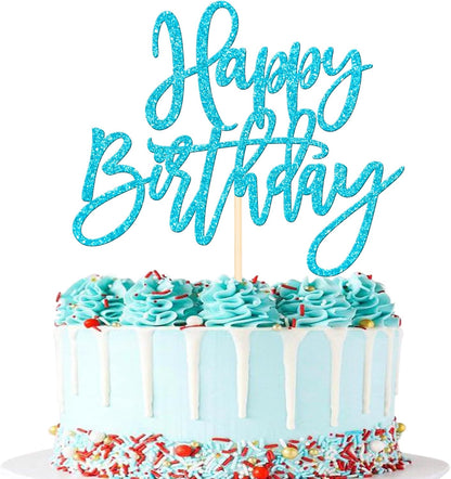 ZHUOWEISM 1 PCS Gold Happy Birthday & Anniversary Cake Topper
