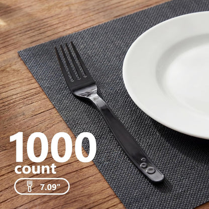 SACATR 1000 Count Plastic Forks Heavy Duty, Plastic Silverware Clear Forks, Premium Disposable Forks Bulk, BPA-Free, Heat Resistant, Suitable for Parties, Events and Everyday Use