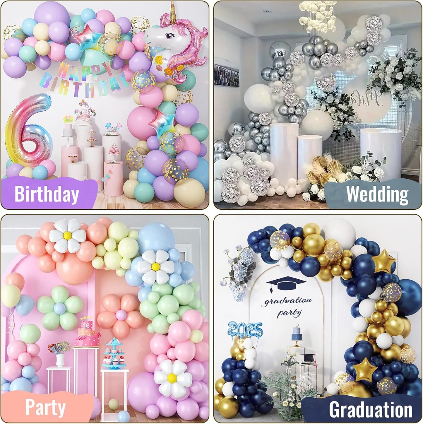 AerWo Balloon Arch Kit with Balloon Pump Electric, 8.2FT & 5FT Half Balloon Arch Stand with Base, Free Bending Balloon Stand Kit for Wedding Birthday Party Baby Shower Graduation Decorations
