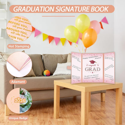 Vlipoeasn 2026 Graduation Guest Book Alternative, Black Gold Class of 2026 Graduation Party Decorations, Graduation Signature Book for 2026 College High School, Unique Graduation Gifts for Friends