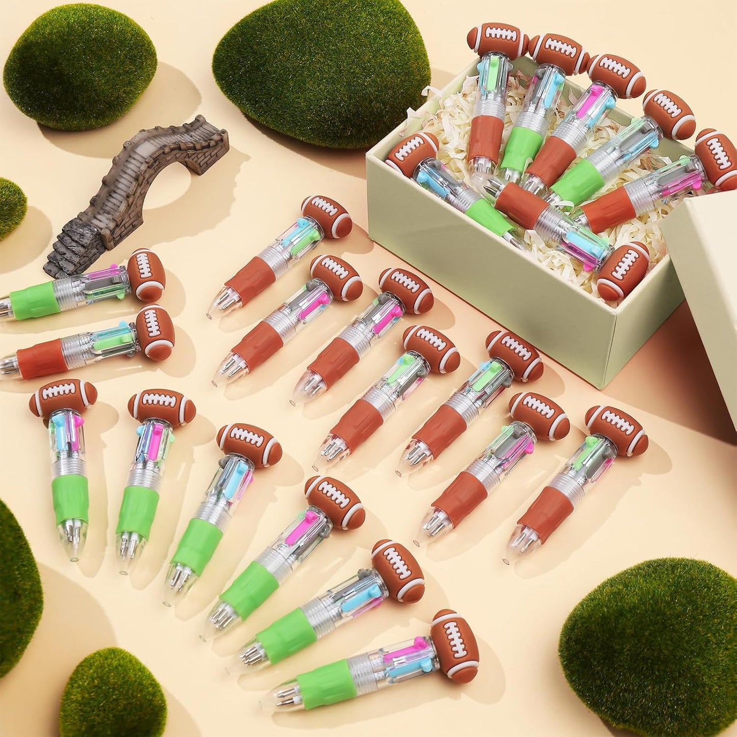 CZWZ 20Pcs Mini Multicolor Pens in One 4-in-1 Cute Pens Bulk for Kids, Fun Kawaii Ballpoint Pens for Birthdays and Children's Party Favors Gifts Teacher School Supplies