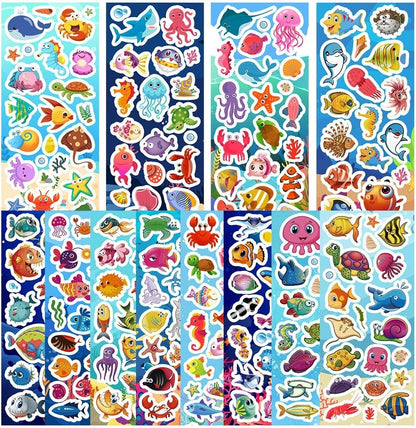 48 Sheets Stickers for Kids, Cute Stickers Variety Pack for Scrapbooking, Teachers Classroom Prizes, Goodie Bag Stuffers Including Animals, Cars, Dinosaurs, Fishes, Hearts, Stars and More