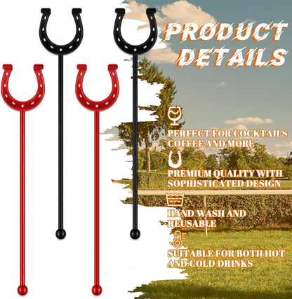 6 Inch Derby Drink Plastic Stirrers Swizzle Sticks for Cocktails Coffee Reusable U Shaped Horseshoe Drink Stirrers for Coffee Beverage Party Bar Weddings Events(Gold,30 Pcs)