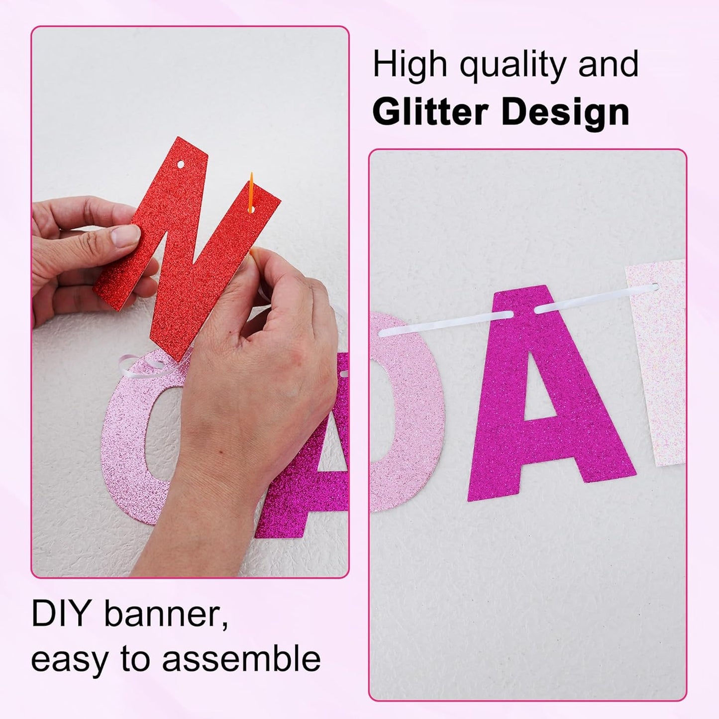 BEISHIDA 116 PCS A-Z DIY Letter Banner Kit Make Your Own Banner Including 111 Letters and Numbers 3 Rope and 2 Threading Device,Customized for Birthday Graduation Wedding Decor Black