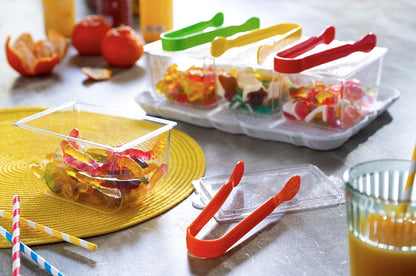 Mini Clear Serving Tongs Set of 4 - Small Plastic Appetizer Tongs for Charcuterie, Buffet, Weddings, Catering, Dessert, Sugar, Pastries and Ice, Dishwasher Safe, Reusable, Made in USA by Pikanty
