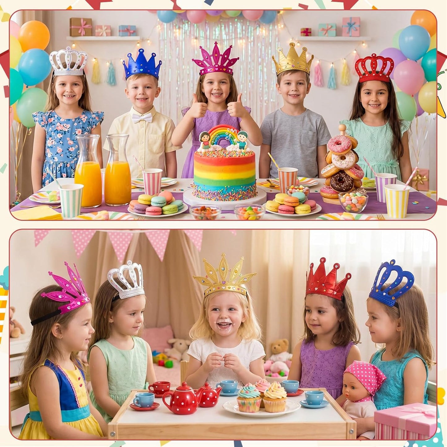 Yaomiao 66 Pieces Foam Princess Tiaras DIY Crowns Kids Party Favors Craft Crystal Diamond Sticker Girls Making Your Own Tiara (Gold)
