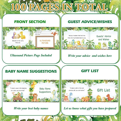 Fuyoooo 27 Pcs Safari Animal Baby Shower Guest Book Set Baby Shower Sign in Guest Floral Book Place Table Cards with Gold Pen Adhesive Photo Corner for Birthday Party