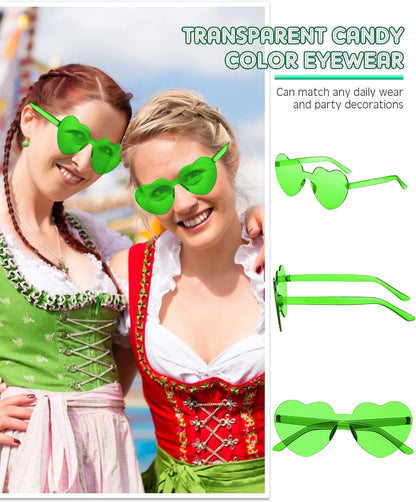 Frienda 8 Pairs Heart Shaped Sunglasses for Women Rimless Heart Glasses Candy Color Sunglasses for Party Favor