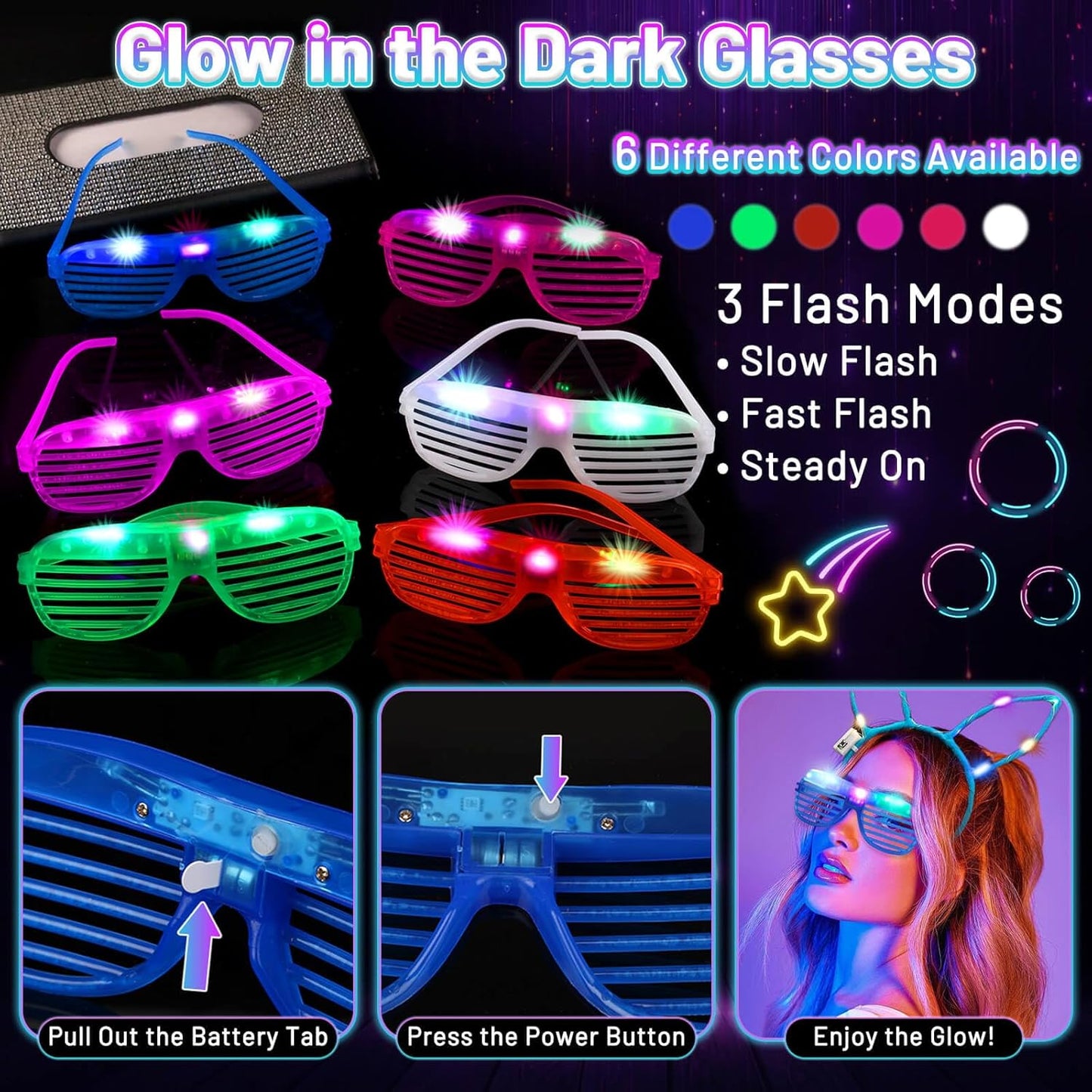 276 PCS Glow in the Dark Party Supplies, Light Up Party Favors ,Neon Glow Party Supplies with Glow Sticks, Light Up Glasses, Headband, Finger Lights, Bracelet, LED Hair Clips
