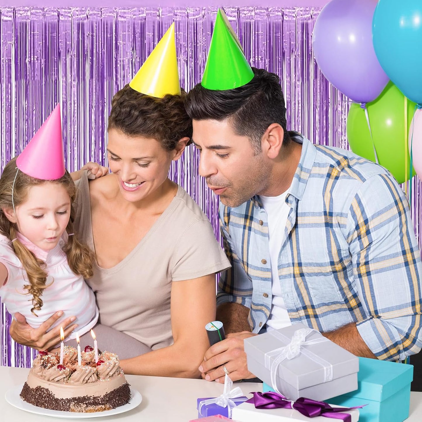 10 Pack Silver Backdrop Curtain 3.2ft x 8.2ft Metallic Tinsel Foil Fringe Curtains Photo Booth Background for Birthday Party Decoration Baby Shower Engagement Wedding Christmas Decoration (Silver)