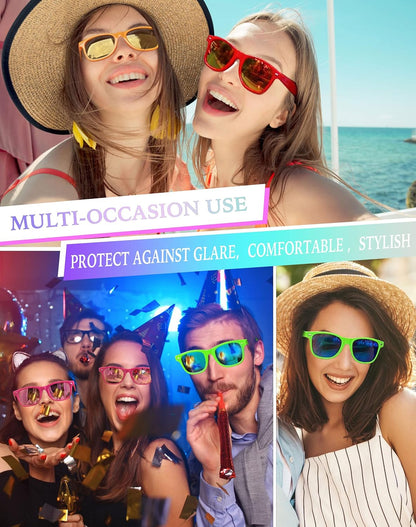 Party Sunglasses Bulk - Adult Retro Plastic Pack of 12 Vintage Sunglasses for Men Women - Party Favors