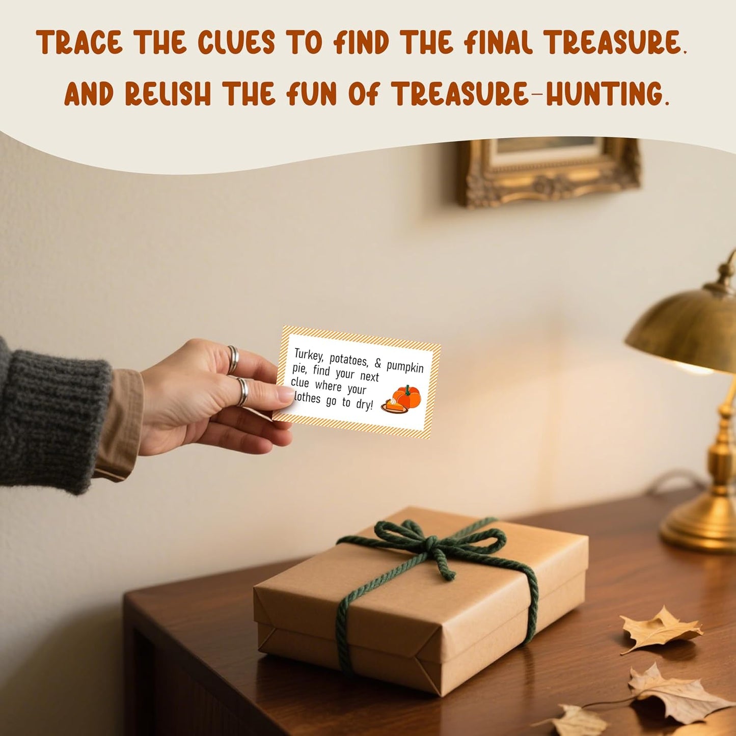 Thanksgiving Scavenger Hunt Clues Card, Outdoor Indoor Autumn Harvest Games, Thanksgiving Party Supplies Decoration, Set of 16 Cards with Colourful Envelopes -A01