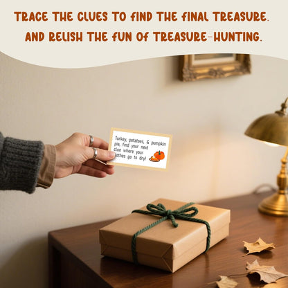 Thanksgiving Scavenger Hunt Clues Card, Outdoor Indoor Autumn Harvest Games, Thanksgiving Party Supplies Decoration, Set of 16 Cards with Colourful Envelopes -A01