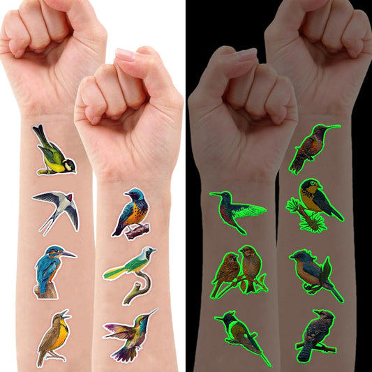 96 PCS Small Rainforest Bird Pre-Cut Temporary Tattoos Birthday Party Decorations Supplies Favors Hawaiian Summer Hummingbird Decor Stickers For Girls Boys Gift School Prizes Rewards (Normal)