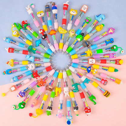 CZWZ 20Pcs Mini Multicolor Pens in One 4-in-1 Cute Pens Bulk for Kids, Fun Kawaii Ballpoint Pens for Birthdays and Children's Party Favors Gifts Teacher School Supplies