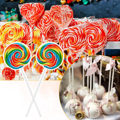 1500Pcs White Lollipop Sticks, 6IN Cake Pop Sticks with Clear Treat Bags & Gold Twist Ties for Candy Making Accessories