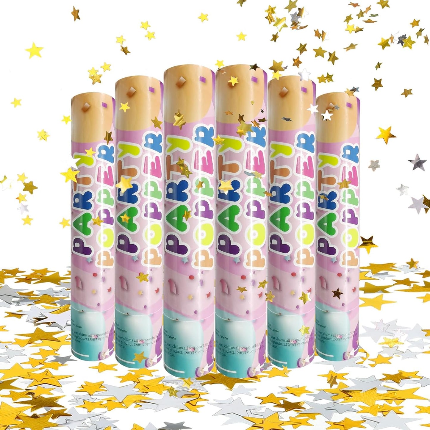 6 Pack Rose Gold Confetti Poppers, 12 Inch Confetti Cannon Party Poppers Shooters for Gender Reveal, Birthday, Wedding, Graduation, Anniversary, Parties, Christmas, New Year's Eve