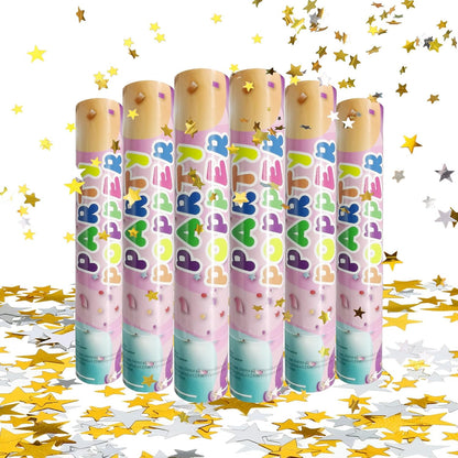 6 Pack Rose Gold Confetti Poppers, 12 Inch Confetti Cannon Party Poppers Shooters for Gender Reveal, Birthday, Wedding, Graduation, Anniversary, Parties, Christmas, New Year's Eve