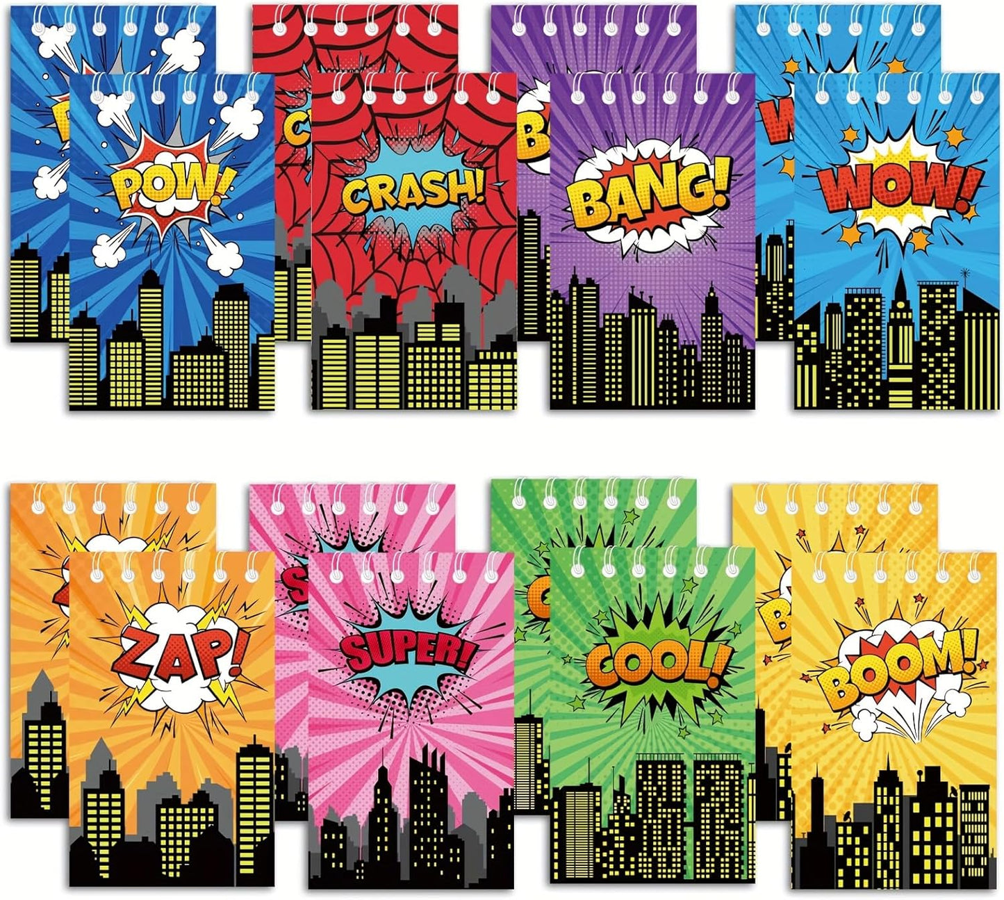 24pcs Hero Theme Mini Notebooks Party Supplies Favors Goodie Bag Stuffers Journal Pocket Notebook Supplies for City HeroTheme Birthday Party 8 Styles