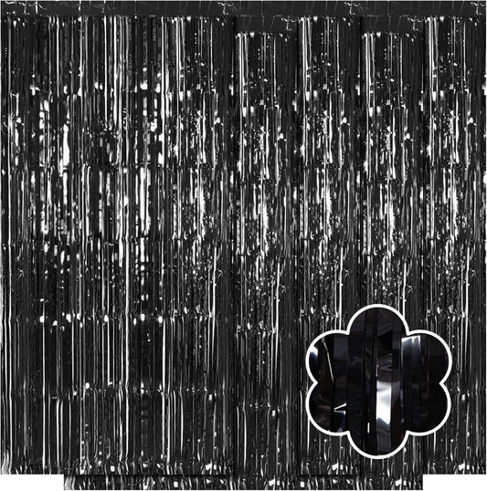 10 Pack Silver Foil Curtain Backdrop 3.2ft x 9.8ft Metallic Tinsel Foil Fringe Curtains Streamer Photo Booth Backdrop for Birthday Party Engagement Bachelorette Party Decorations (Silver)
