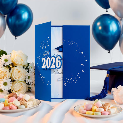 JOYIN 2026 Graduation Guest book Alternative, 12" Blue & Gold Graduation Party Decorations Signature Congrats, Class of 2026 Grad Card for High School College Grad Gift, Party Guest Signing Cardboard