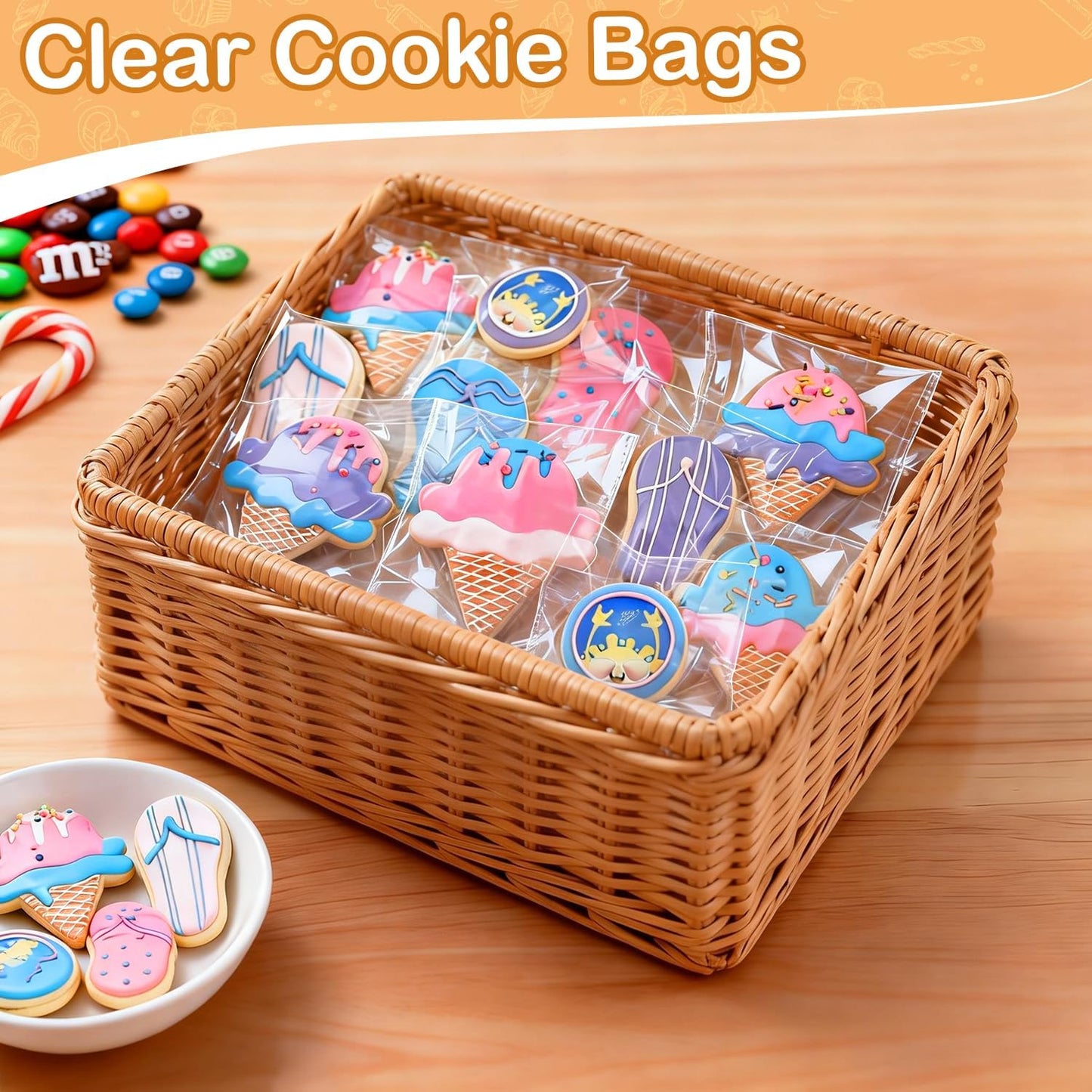 PigPotParty Cookie Bags 4''x 6", 100 Pcs Self Sealing Cellophane Treat Bags, Small Clear Plastic Goodie Bag for Gift, Snack, Party Favor, Candy