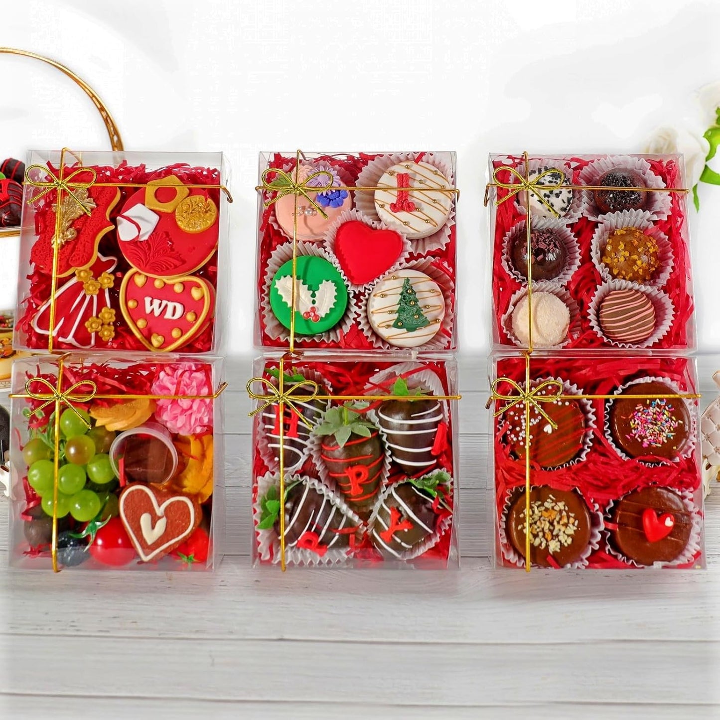 20 Pack Bakery Boxes 5x5x2 Inches Chocolate Covered Strawberries Boxes for 4 Mini Cake & Cookies Macaron Pie Browines boxes