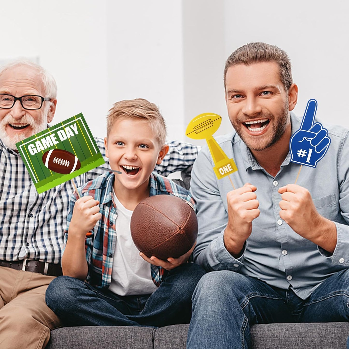 Watayo Inflatable Football Photo Prop Frame- Football Picture Frame Party Supply with 12 Pcs Booth Props DIY Kit- Sport Selfie Photo Frame for Sport Game Day Decorations & Photography Party Supplies